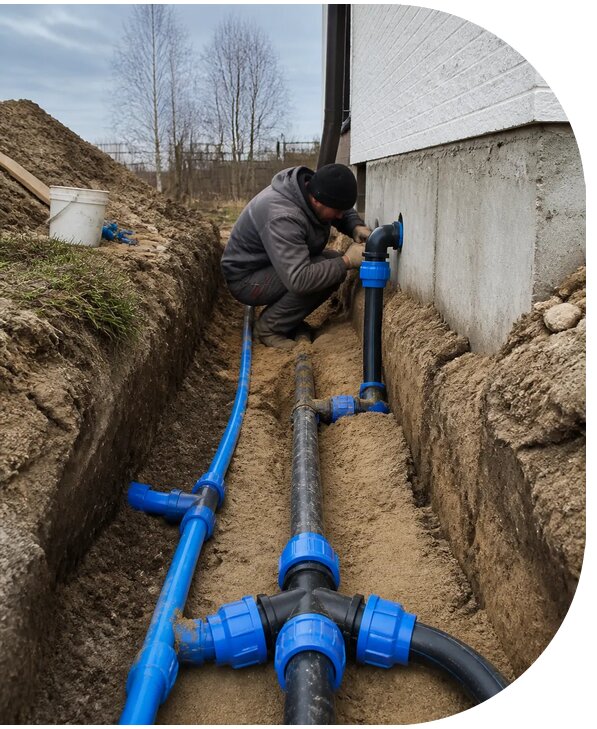 Монтаж наружного водопровода на участке под ключ в Дзержинском